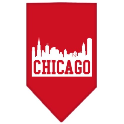 Chicago Skyline Screen Print Bandana Red Large