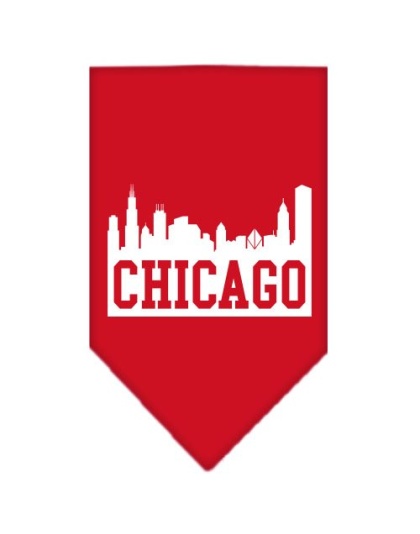 Chicago Skyline Screen Print Bandana Red Large