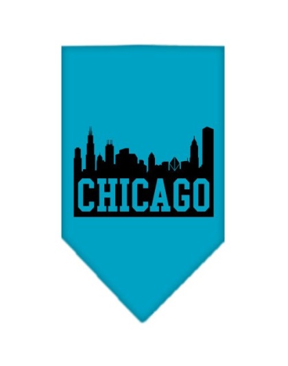 Chicago Skyline Screen Print Bandana Turquoise Large