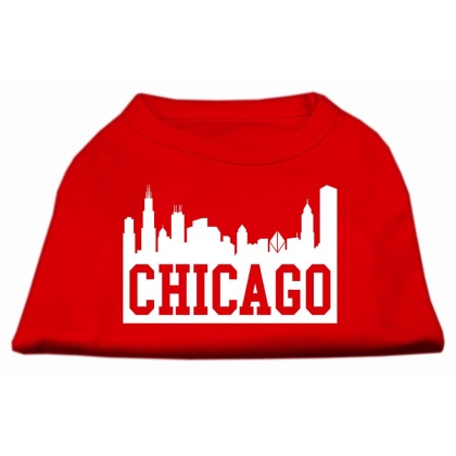 Chicago Skyline Screen Print Shirt Red Lg