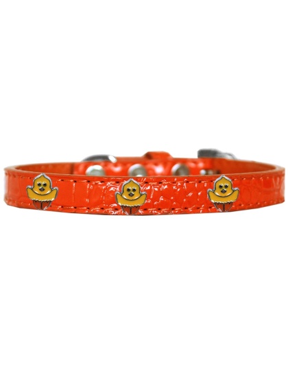 Chickadee Widget Croc Dog Collar Orange Size 10