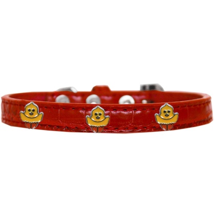 Chickadee Widget Croc Dog Collar Red Size 10