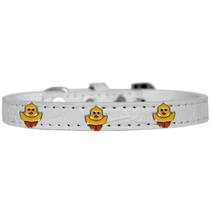 Chickadee Widget Croc Dog Collar White Size 10