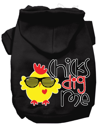 Chicks Dig Me Screen Print Dog Hoodie Black L