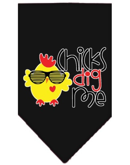 Chicks Dig Me Screen Print Pet Bandana Black Large