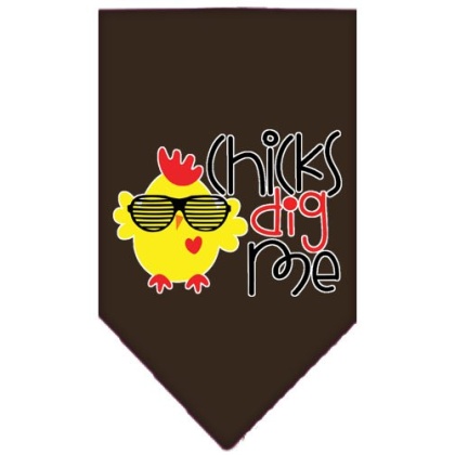 Chicks Dig Me Screen Print Pet Bandana Cocoa Large