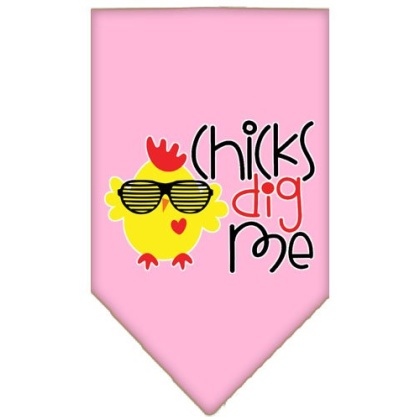 Chicks Dig Me Screen Print Pet Bandana Light Pink Large