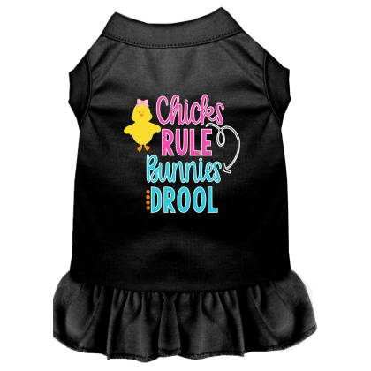 Chicks Rule Screen Print Dog Dress Black 4X (22)