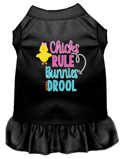 Chicks Rule Screen Print Dog Dress Black 4X (22)