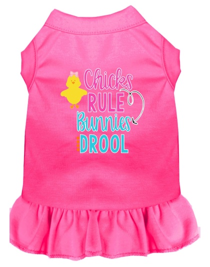 Chicks Rule Screen Print Dog Dress Bright Pink 4X (22)