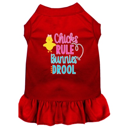 Chicks Rule Screen Print Dog Dress Red 4X (22)