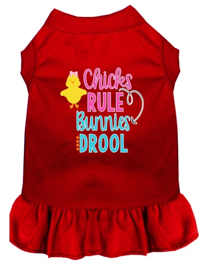 Chicks Rule Screen Print Dog Dress Red 4X (22)