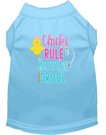 Chicks Rule Screen Print Dog Shirt Baby Blue Lg