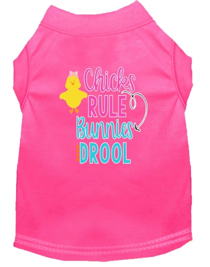 Chicks Rule Screen Print Dog Shirt Bright Pink Lg