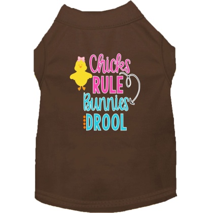 Chicks Rule Screen Print Dog Shirt Brown Lg