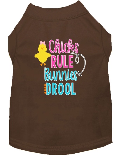 Chicks Rule Screen Print Dog Shirt Brown Lg