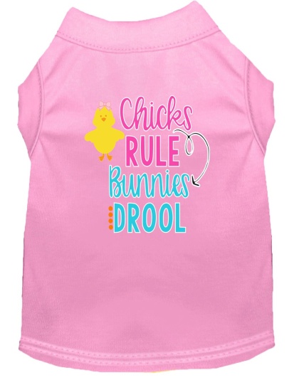 Chicks Rule Screen Print Dog Shirt Light Pink Lg