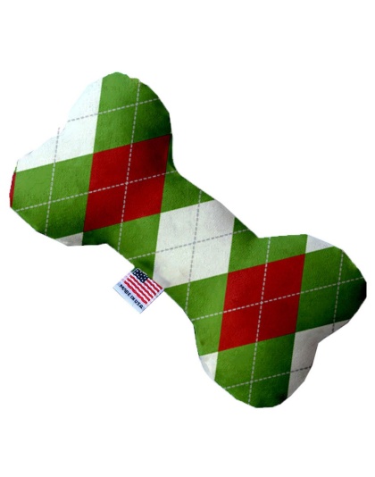 Christmas Argyle 10 Inch Canvas Bone Dog Toy