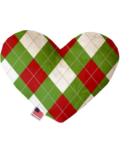 Christmas Argyle 6 Inch Canvas Heart Dog Toy