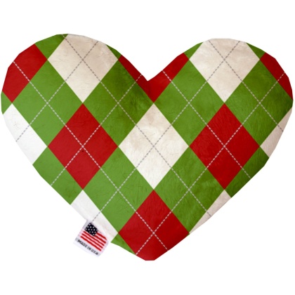 Christmas Argyle 6 Inch Heart Dog Toy