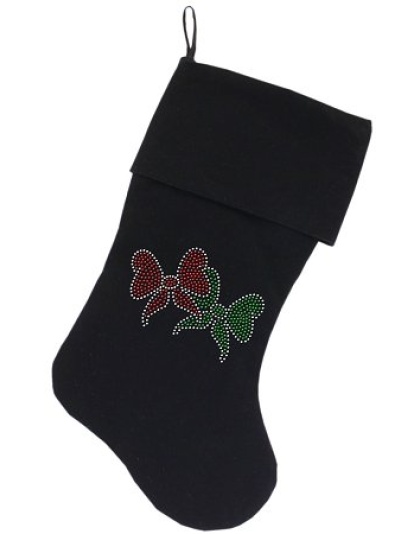 Christmas Bows Rhinestone 18 Inch Velvet Christmas Stocking Black