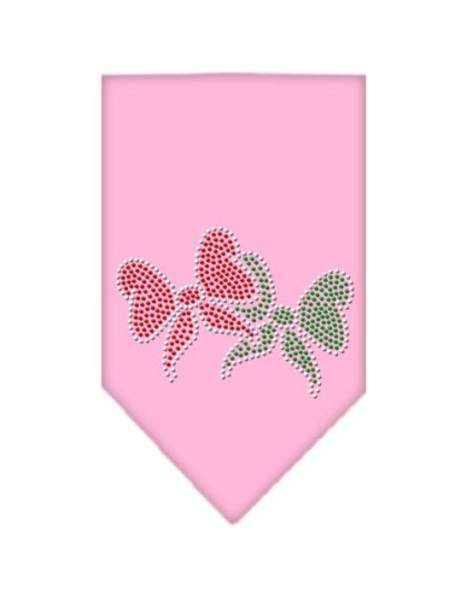 Christmas Bows Rhinestone Bandana Light Pink Large