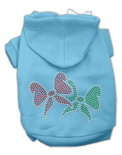 Christmas Bows Rhinestone Hoodie Baby Blue L