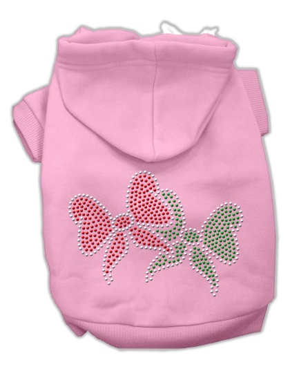 Christmas Bows Rhinestone Hoodie Pink L