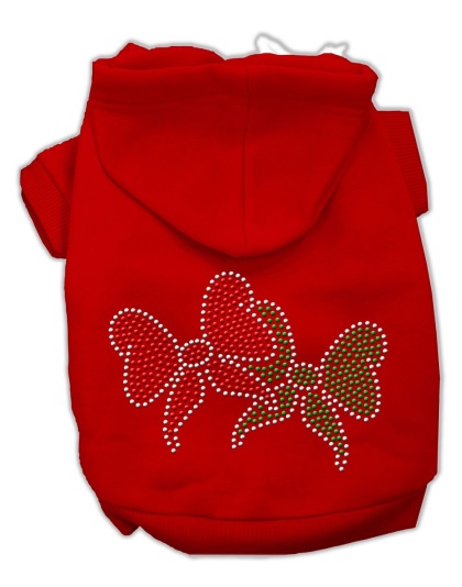 Christmas Bows Rhinestone Hoodie Red L