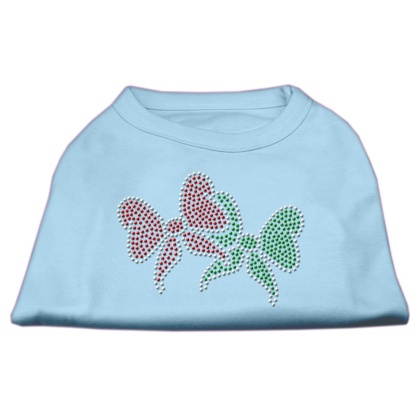 Christmas Bows Rhinestone Shirt Baby Blue L