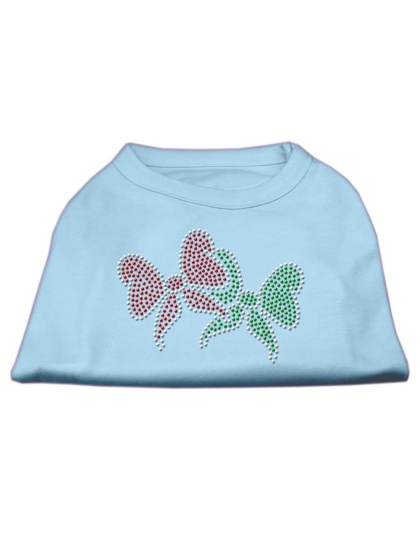 Christmas Bows Rhinestone Shirt Baby Blue L