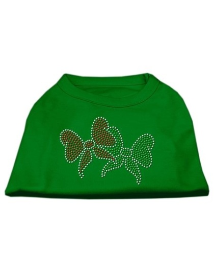 Christmas Bows Rhinestone Shirt Emerald Green Lg