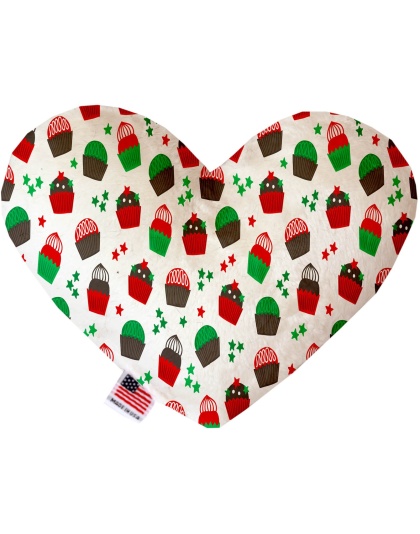 Christmas Cupcakes 6 Inch Canvas Heart Dog Toy