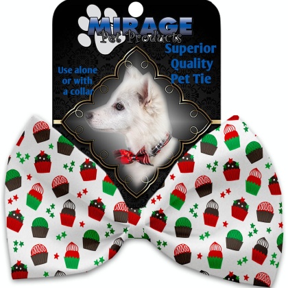 Christmas Cupcakes Pet Bow Tie Collar Accessory with Velcro