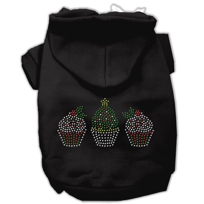 Christmas Cupcakes Rhinestone Hoodie Black L