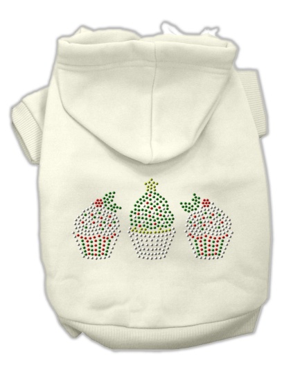 Christmas Cupcakes Rhinestone Hoodie Cream L