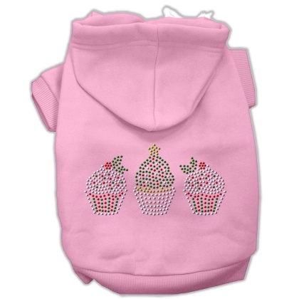 Christmas Cupcakes Rhinestone Hoodie Pink L