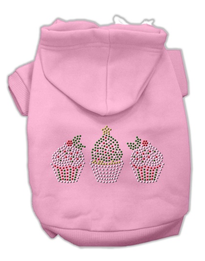 Christmas Cupcakes Rhinestone Hoodie Pink L