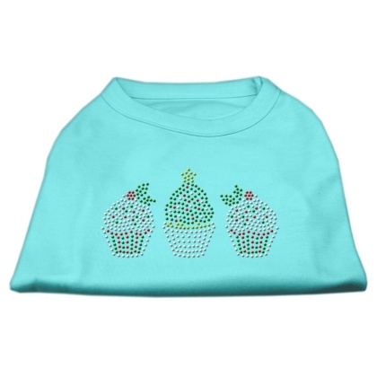 Christmas Cupcakes Rhinestone Shirt Aqua L