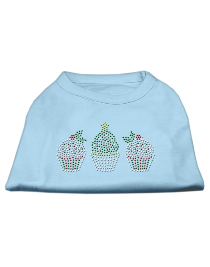 Christmas Cupcakes Rhinestone Shirt Baby Blue L