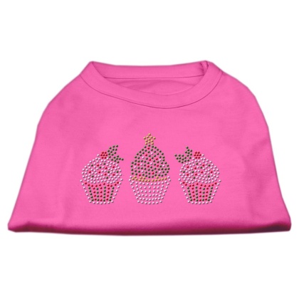 Christmas Cupcakes Rhinestone Shirt Bright Pink L