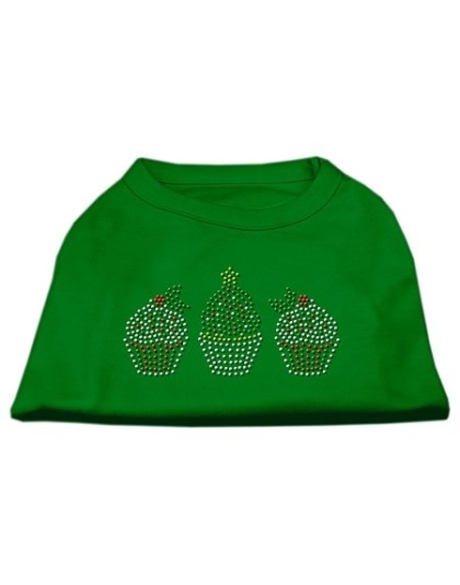 Christmas Cupcakes Rhinestone Shirt Emerald Green Lg