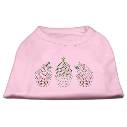 Christmas Cupcakes Rhinestone Shirt Light Pink L