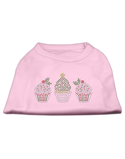 Christmas Cupcakes Rhinestone Shirt Light Pink L