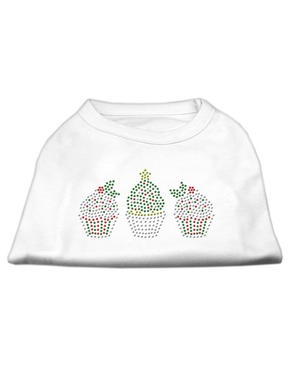 Christmas Cupcakes Rhinestone Shirt White L