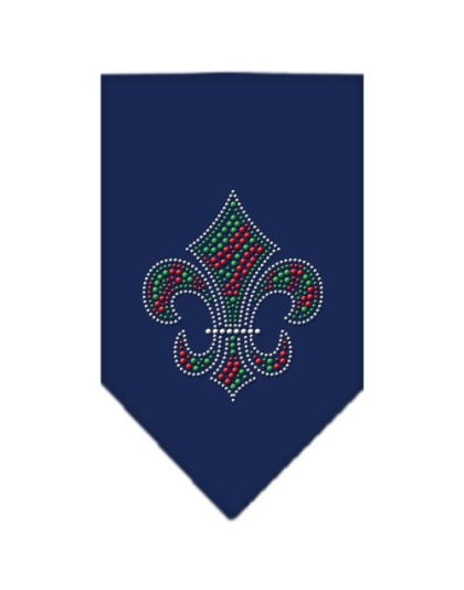 Christmas Fleur De Lis Rhinestone Bandana Navy Blue large