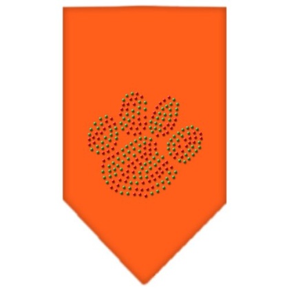 Christmas Paw Rhinestone Bandana Orange Large