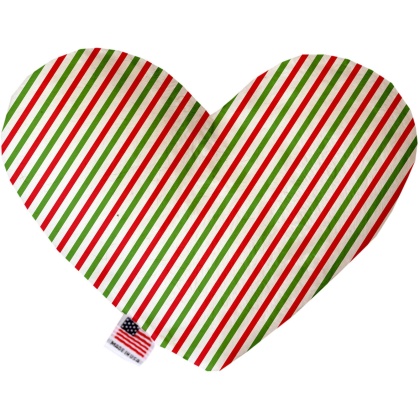 Christmas Pinstripes 6 Inch Canvas Heart Dog Toy