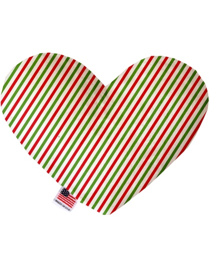 Christmas Pinstripes 6 Inch Canvas Heart Dog Toy