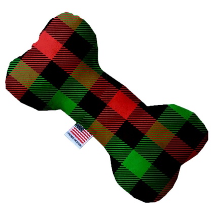 Christmas Plaid 10 Inch Bone Dog Toy